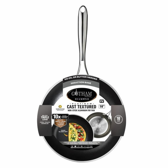 Poêle Antiadhésive Texturée en Fonte 10" Gotham Steel Platinum avec Poignée Reste-Froide, Compatible Four et Lave-Vaisselle