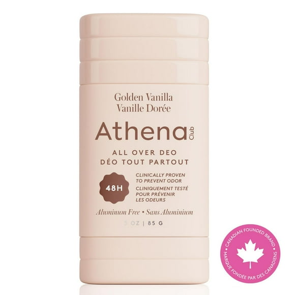Athena Club All Over Deodorant, Golden Vanilla, Volume - 85 g, Clinically proven deodorant that does it all.