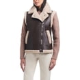 thumbnail image 1 of Sam & Libby Women's Short Faux Leather & Sherpa Mixed Vest, 1 of 8