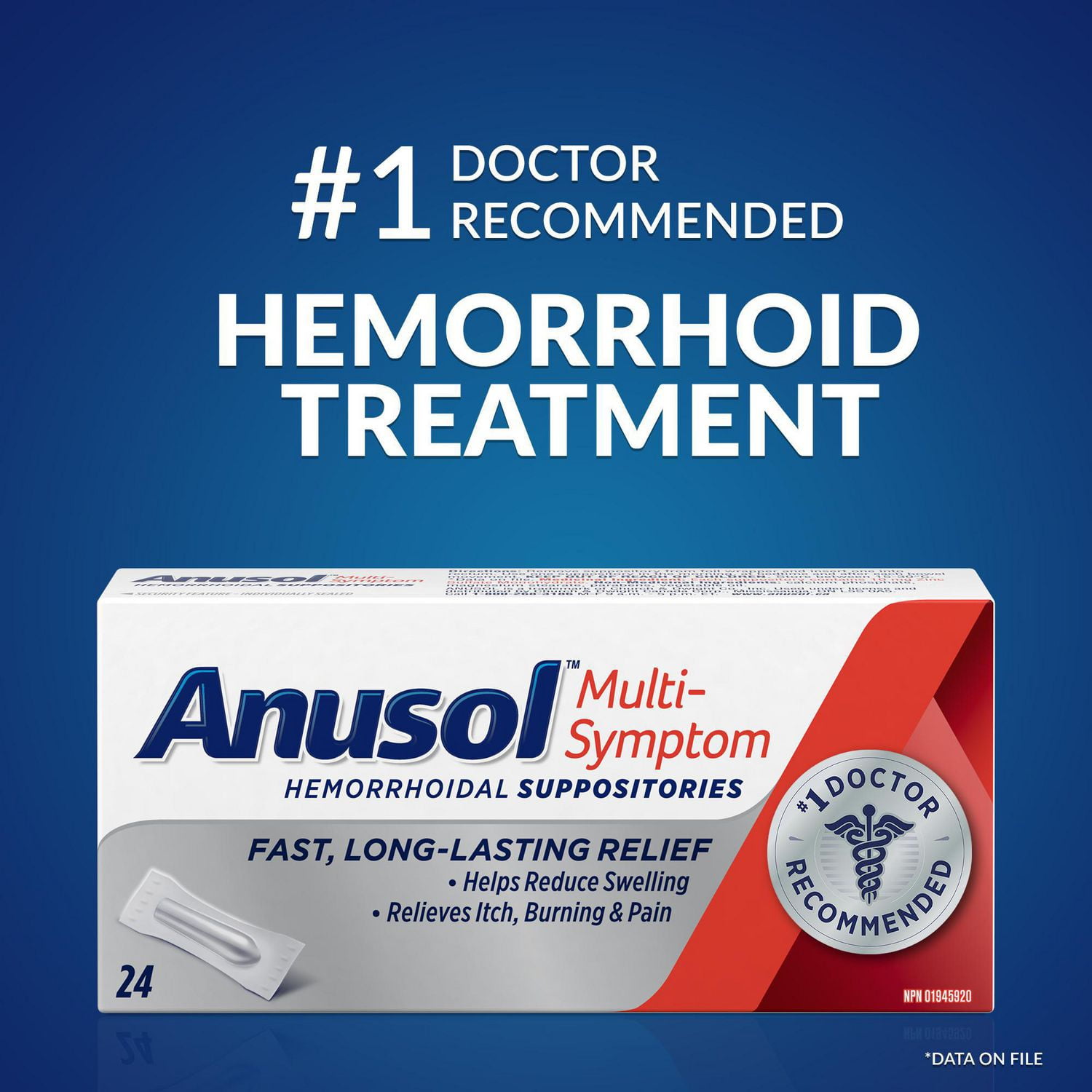 Anusol Multi-Symptom Hemorrhoid Pain Relief Suppositories, 24 Suppositories