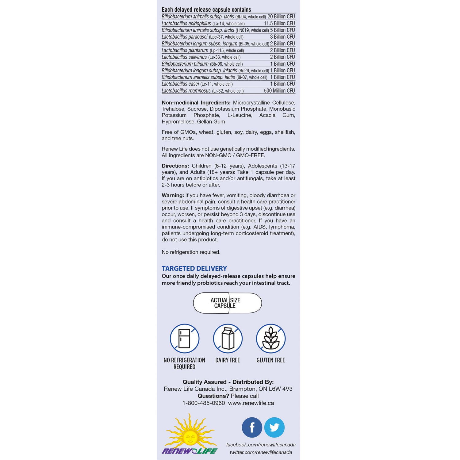 Renew Life Ultimate Flora Critical Care Go Pack, Probiotic, 50 Billion Capsule, 20 Count