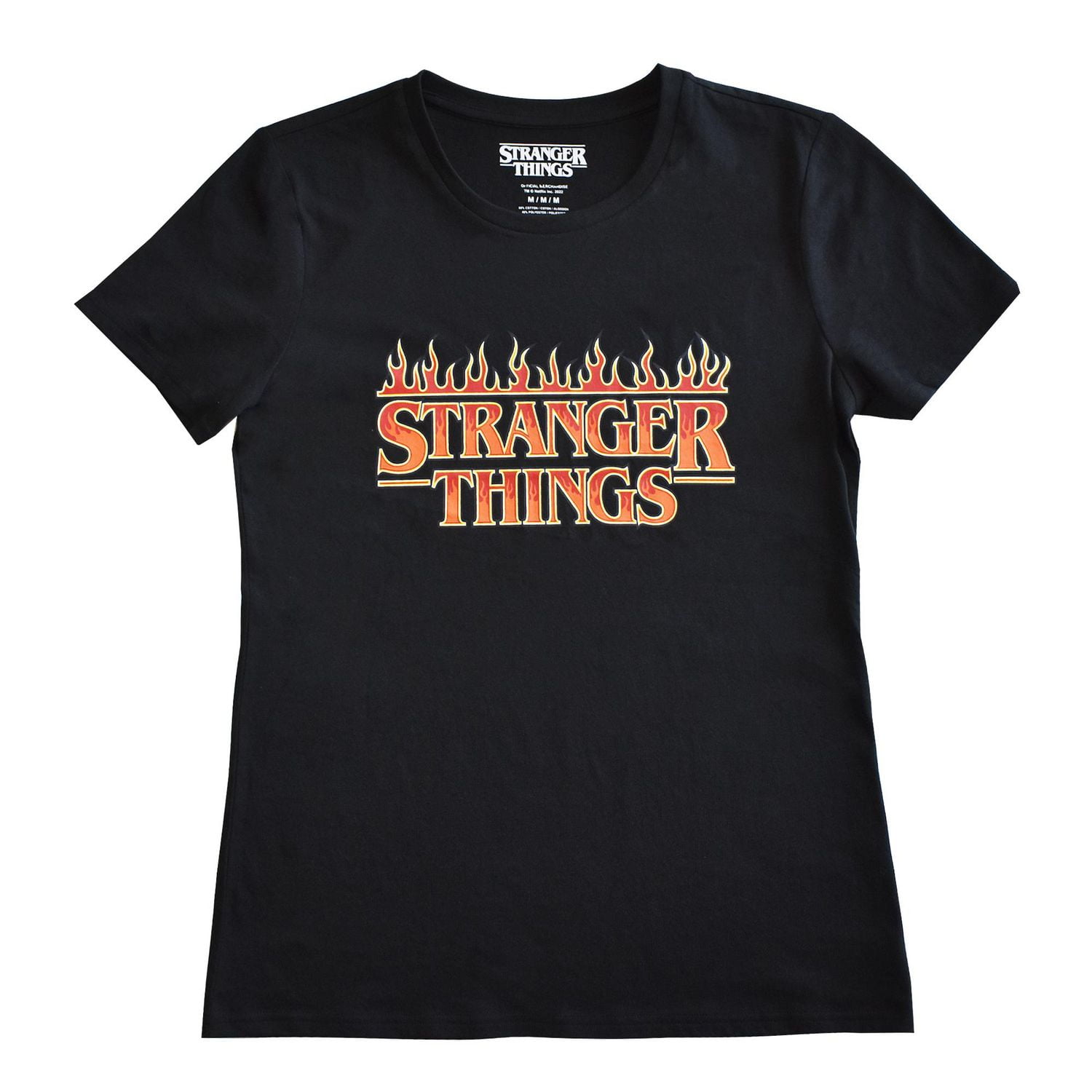 T-shirt à manches courtes avec logo Stranger Things Flames pour femme