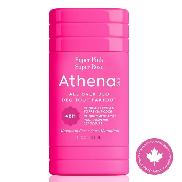 Athena Club All Over Deodorant, Super Pink, Volume - 85 g, Clinically proven deodorant that does it all.