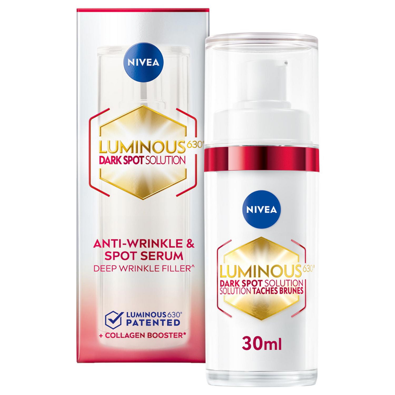 NIVEA LUMINOUS 630 Dark Spot Solution Anti Wrinkle and Age Spot Serum, 30mL