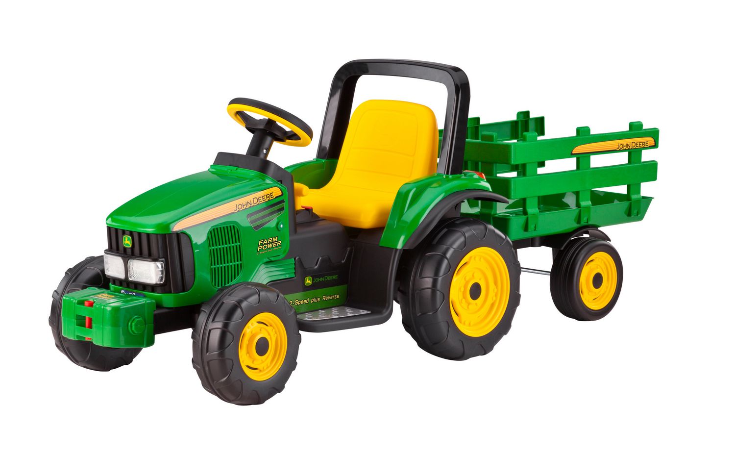 Peg perego john deere on sale farm power tractor with trailer