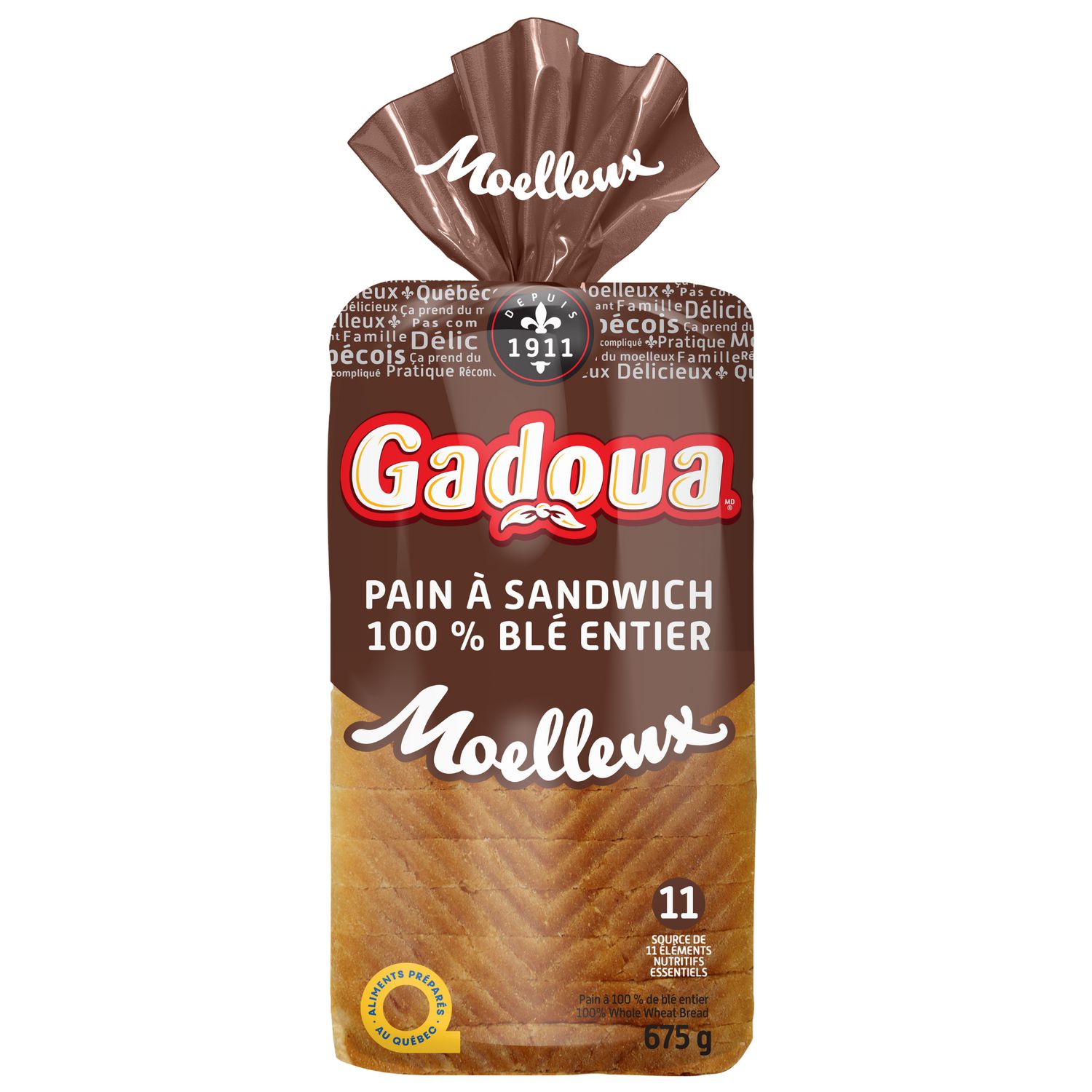 Gadoua® 100% Whole Wheat Sandwich Bread, 675 g