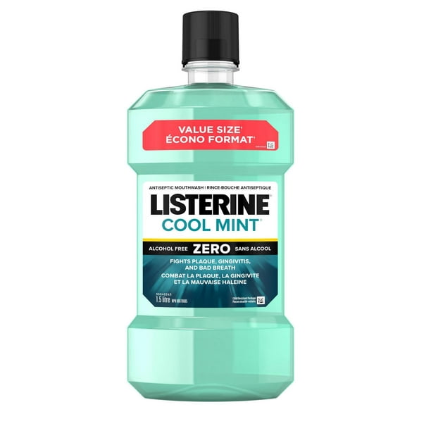 Rince-bouche antiseptique Listerine Zero, Cool Mint, Sans alcool 1,5L