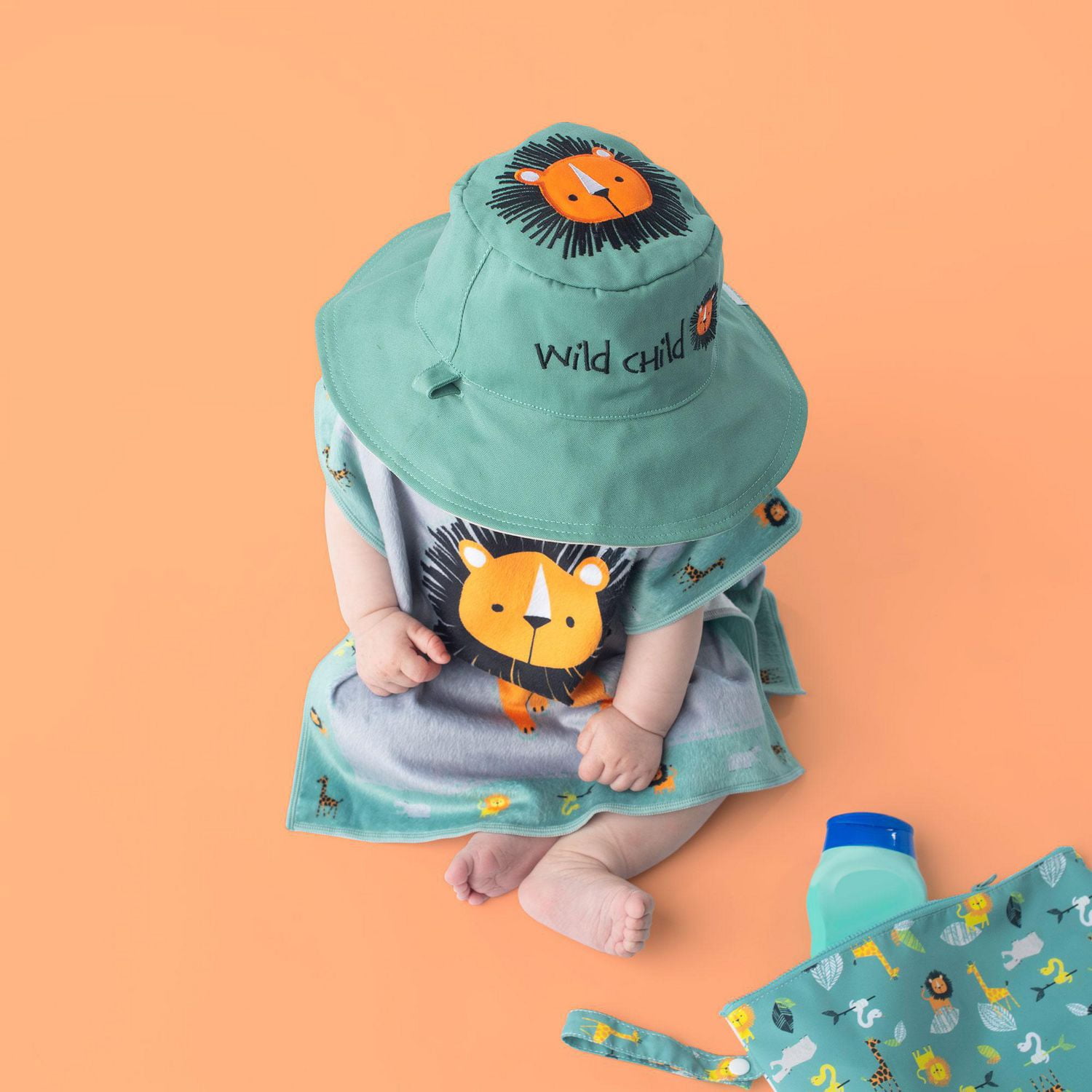 FlapJackKids - Reversible Baby, Kids & Toddler Sun Hat - Lion & Sloth - UPF 50+