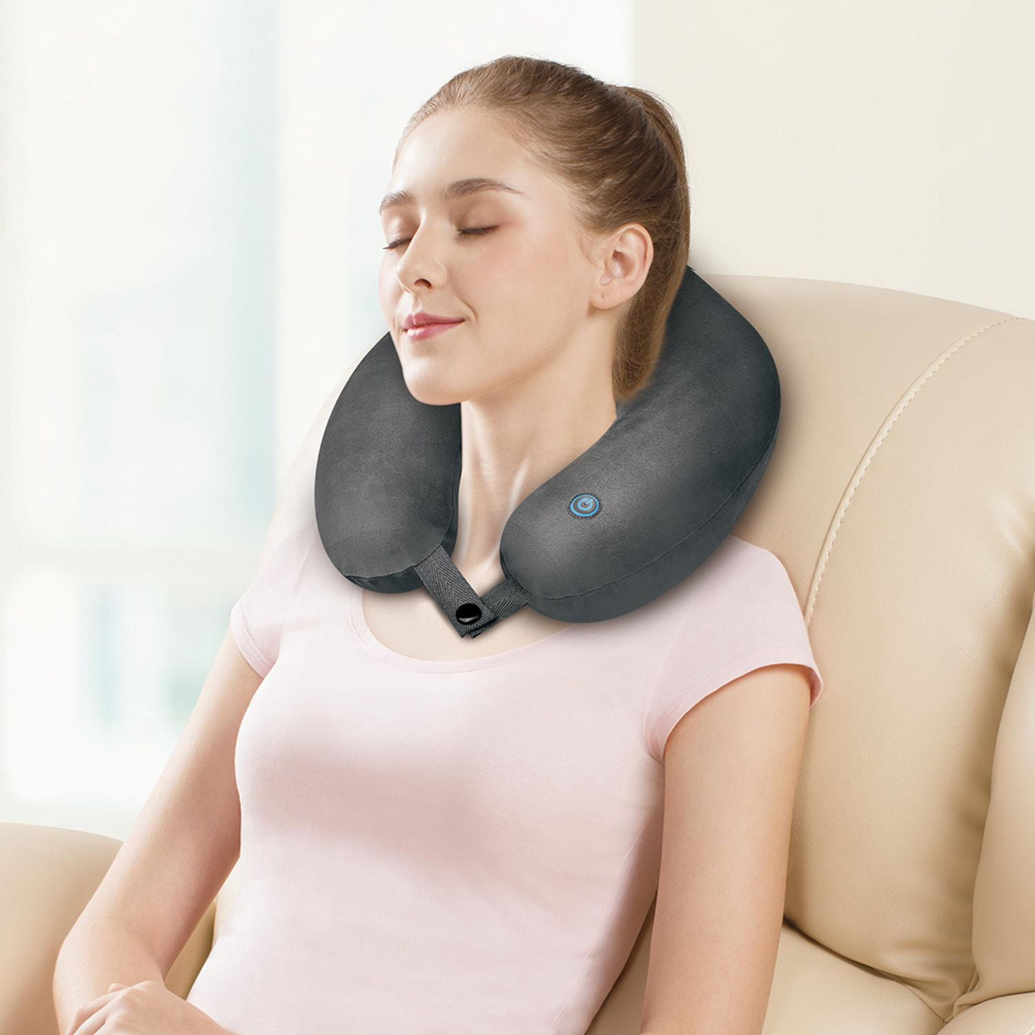 Health Touch Memory Foam Vibrating Neck Massager Gray