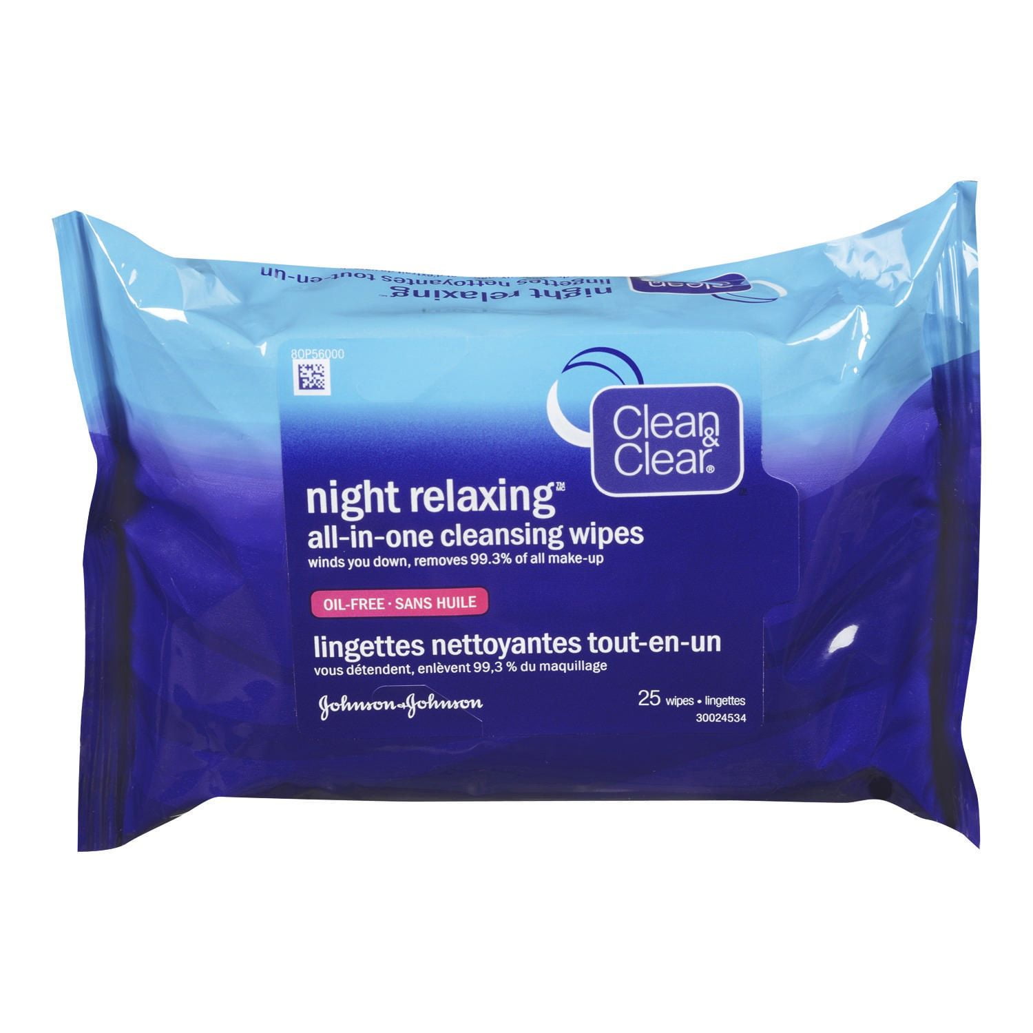 Clean & Clear Night Relaxing AllInOne Cleansing Face Wipes, OilFree