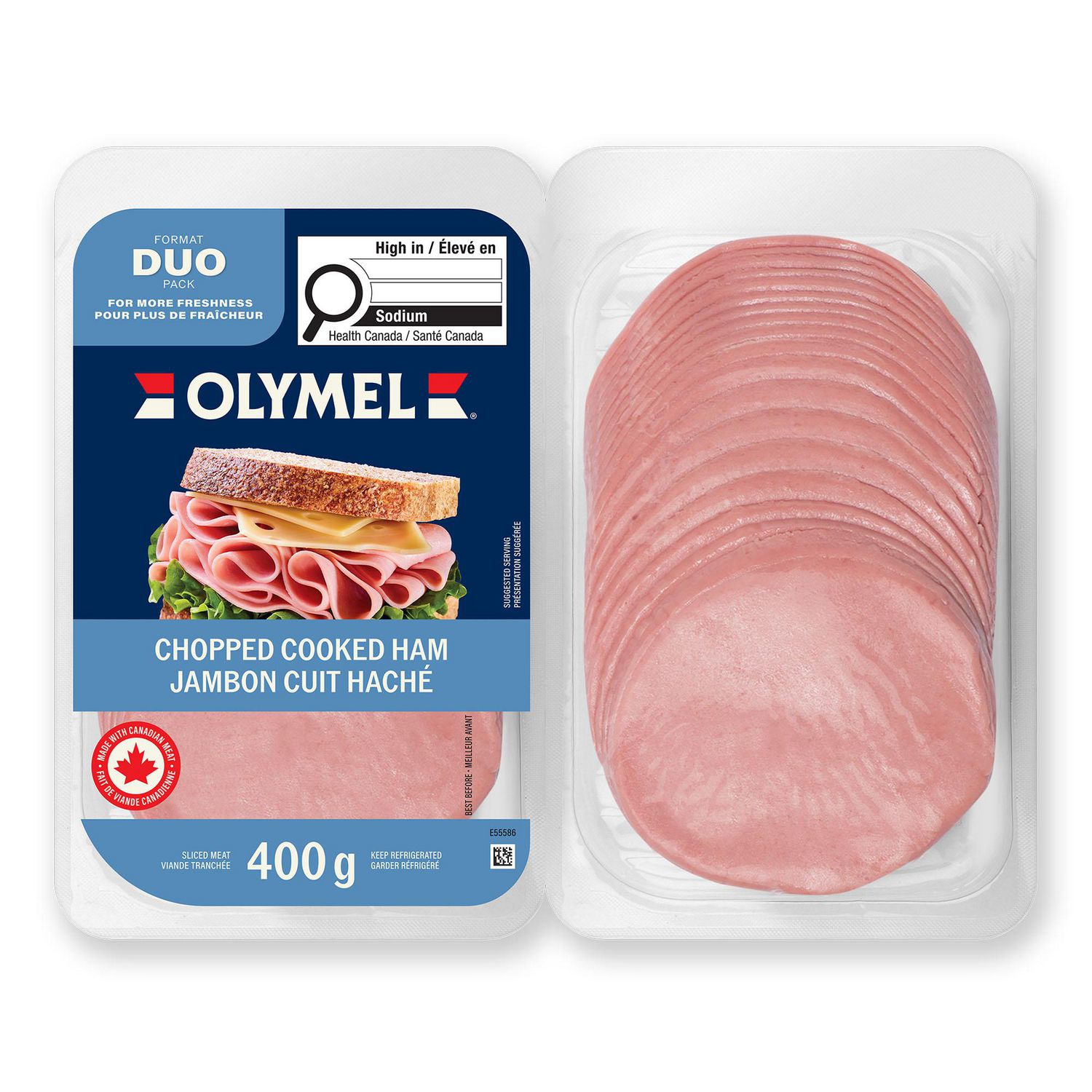 Jambon cuit haché Olymel - Duo de 400 g 2x200- 8g de protéines per 2 tranches