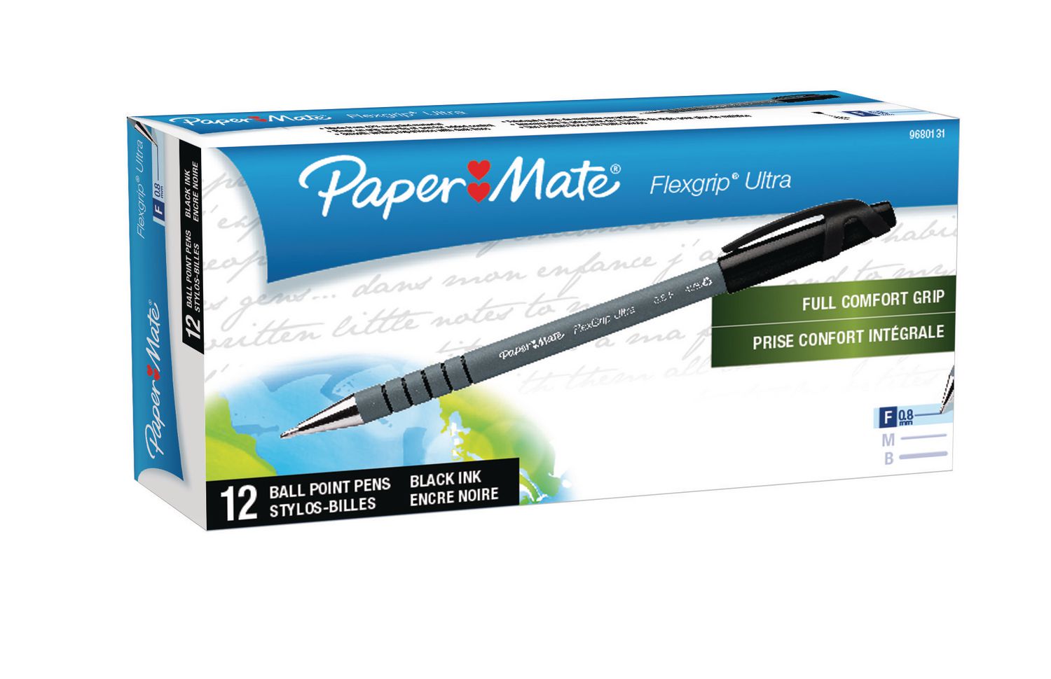 Black 5 Pack School Work PaperMate Flexgrip Ultra Ball Pen  Medium Tip 1.0 mm 