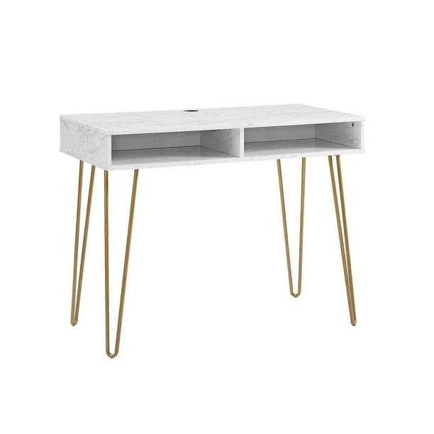 Dorel Athena Computer Desk with Storage, White Marble Walmart.ca