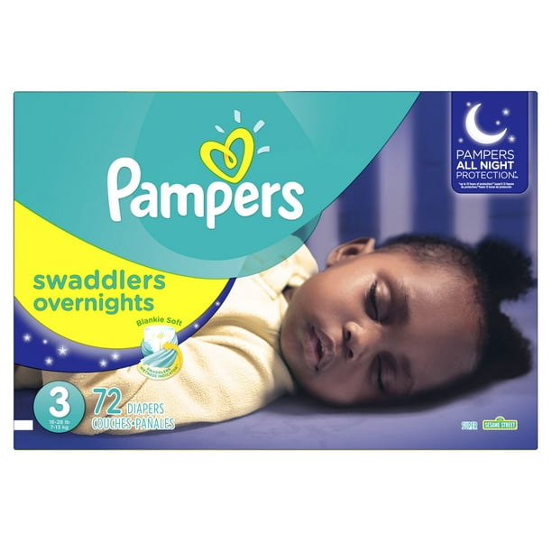 Couches Swaddlers Overnights de Pampers Tailles 3, 4, 5, 6