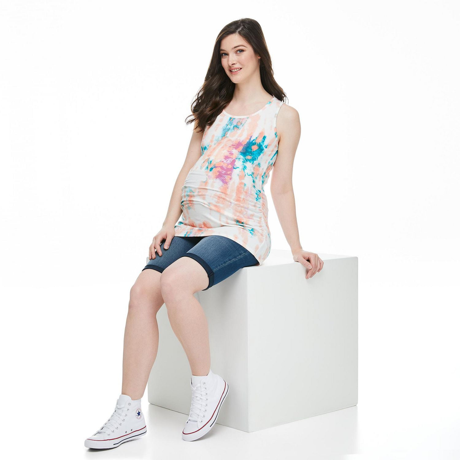 Paisley Sky Maternity Ruched Side Tank