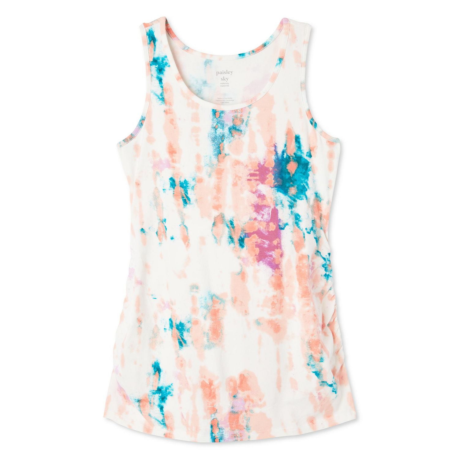 Paisley Sky Maternity Ruched Side Tank