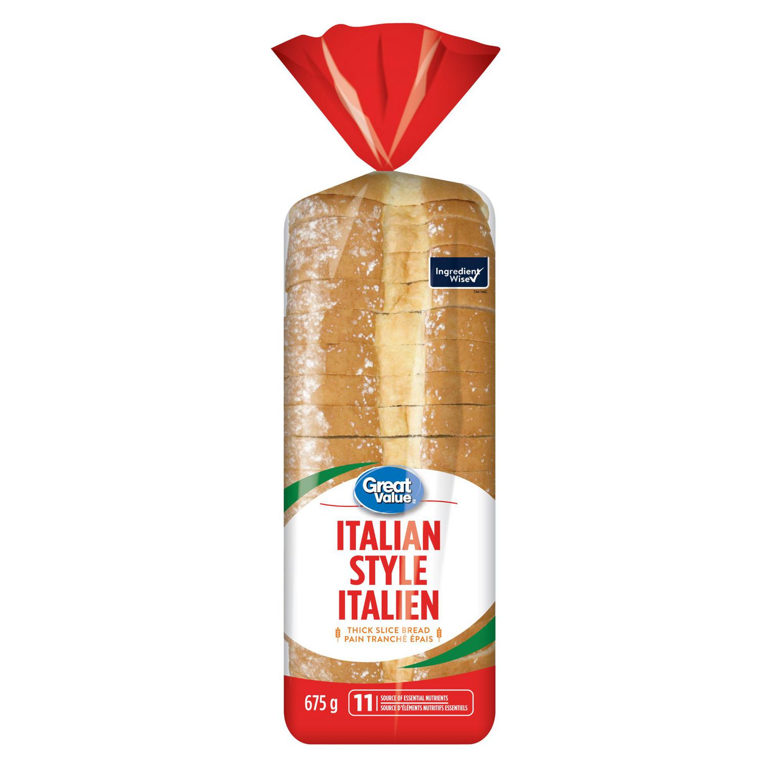 Pain style Italien de Great Value, Source de 11 nutriments essentiels, 675 g