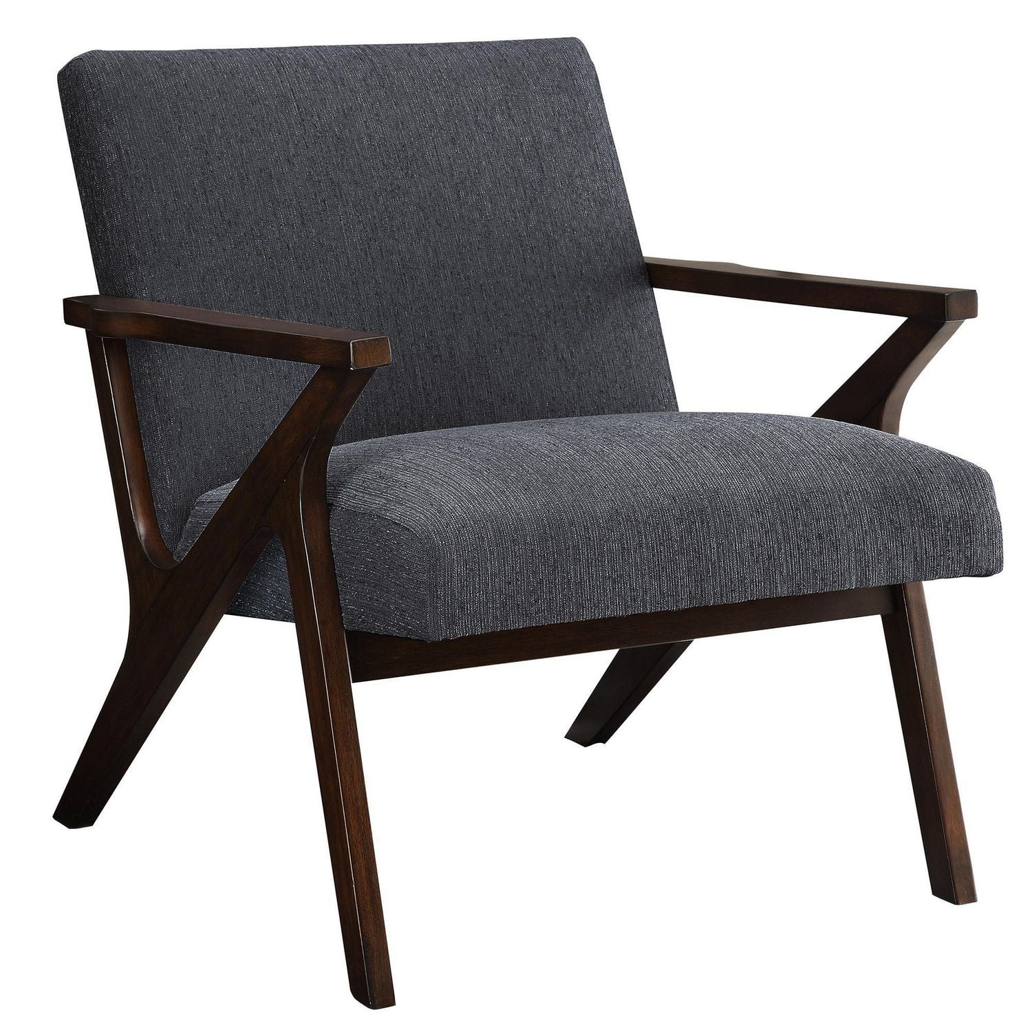 Mid-Century Fabric & Solid Wood Accent Chair in Grey | Walmart Canada