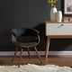 Chaise d'appoint style moderne de mi-siècle en tissu/bois cintre, Charbon – image 3 sur 6