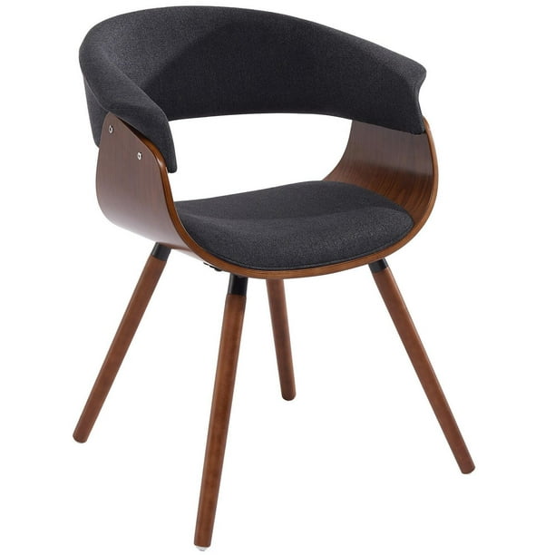 Chaise d'appoint style moderne de mi-siècle en tissu/bois cintre, Charbon