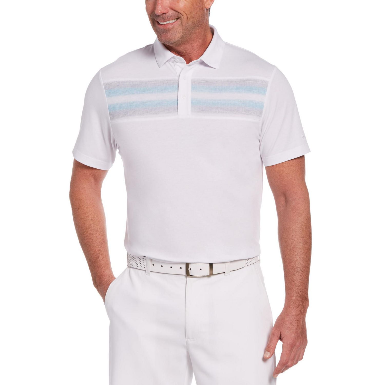Men's Performance Short Sleeve Printed Stripe Stretch Polo Shirt