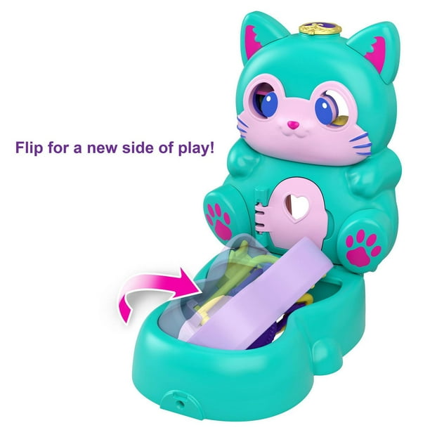Polly Pocket-Coffret Transformable Chat, mini-poupée, figurine de chat 