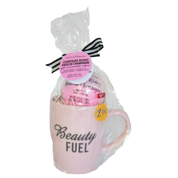 Onyx Champagne Wishes Beauty Fuel Mug & Bath Bomb Gift