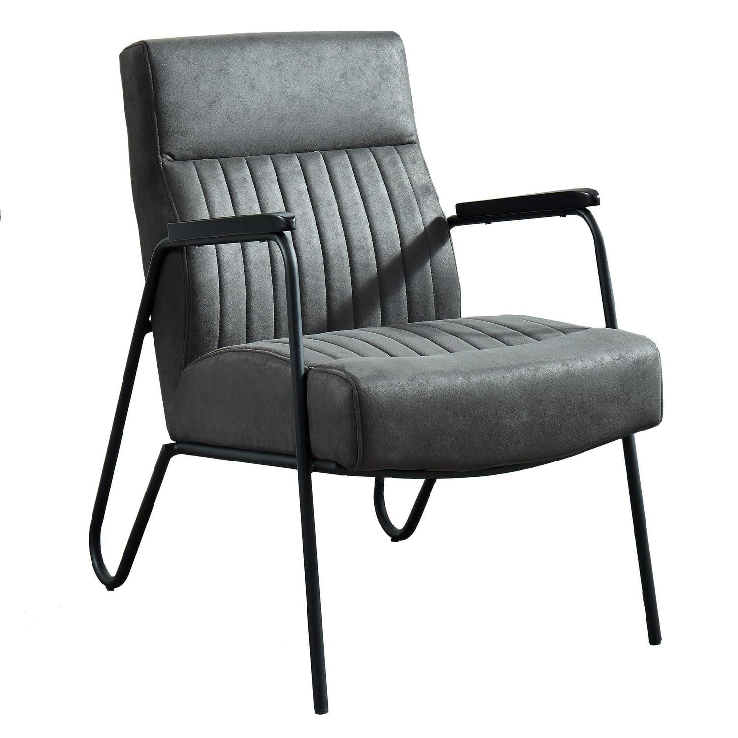 Mid-Century Faux Suede & Metal Accent Chair in Vintage Grey | Walmart