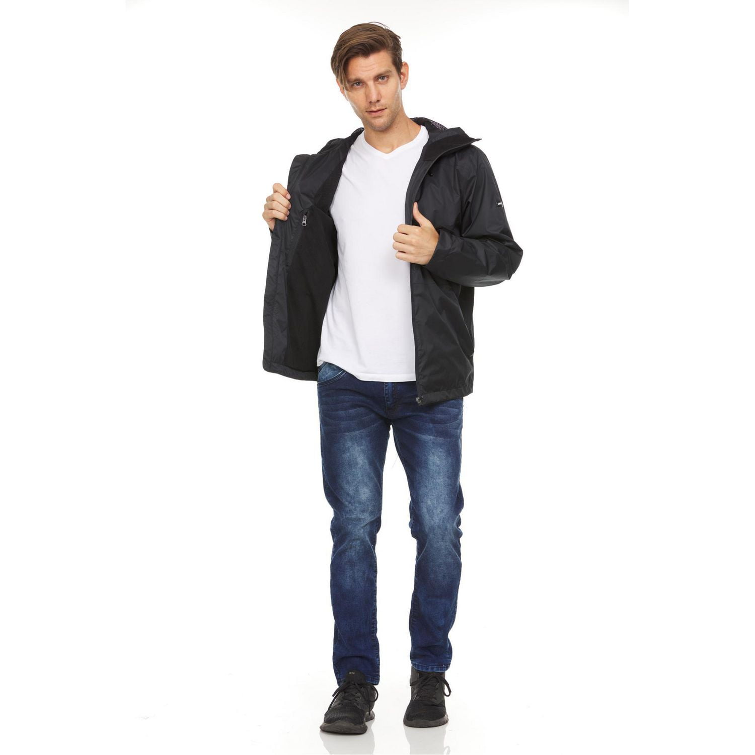 Swiss Tech Mens Hooded Waterproof Rain Jacket