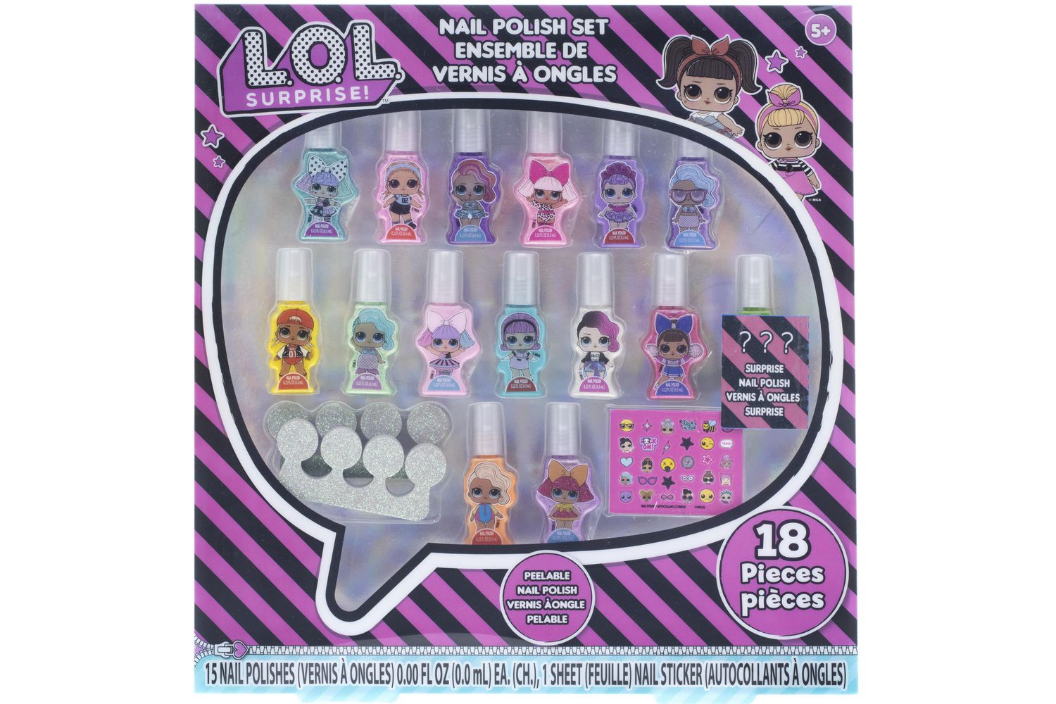 LOL Surprise! Nail Art Set with Nail Polish, Nail Stickers, and Nail Gems - wide 2