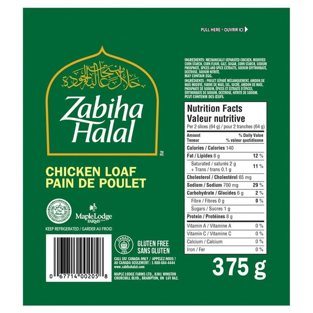 Pain de poulet Original de Zabiha Halal