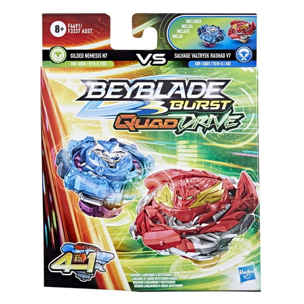 BEYBLADE Burst QuadDrive Salvage Valtryek V7 Spinning Top Starter Pack -  Attack/Stamina Type Battling Game with Launcher, Toy for Kids