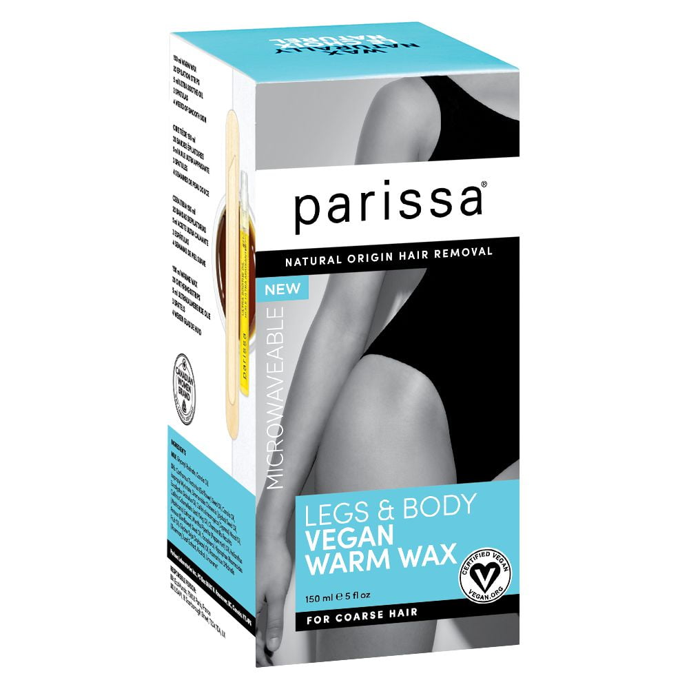 Parissa Microwaveable Vegan Warm Wax for Legs & Body, 150ml Vegan Wax, Ultra Soothe Oil, Epilation Strips & Wooden Spatulas