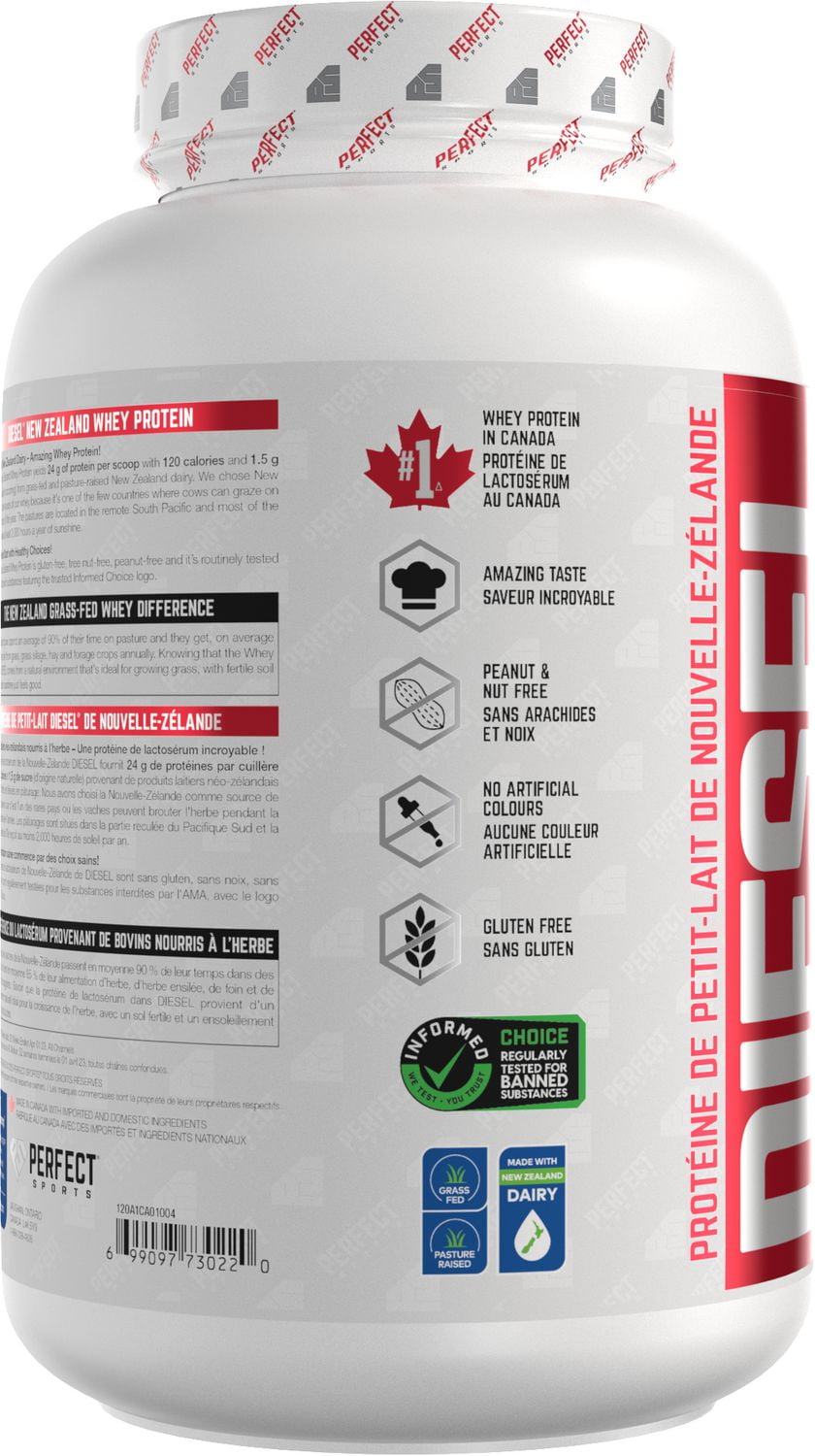 PERFECT Sports - DIESEL New Zealand Whey Protein,  Strawberry Ice Cream 2lb (908g), DIESEL New Zealand Whey Protein