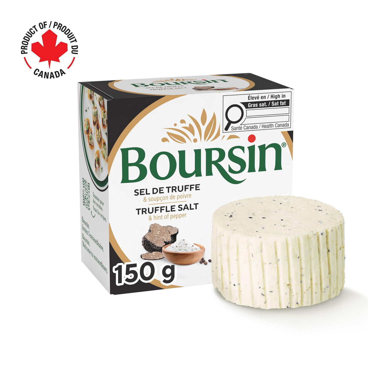 Boursin Truffle Salt & Hint of Black Pepper, Spreadable Cheese 150g