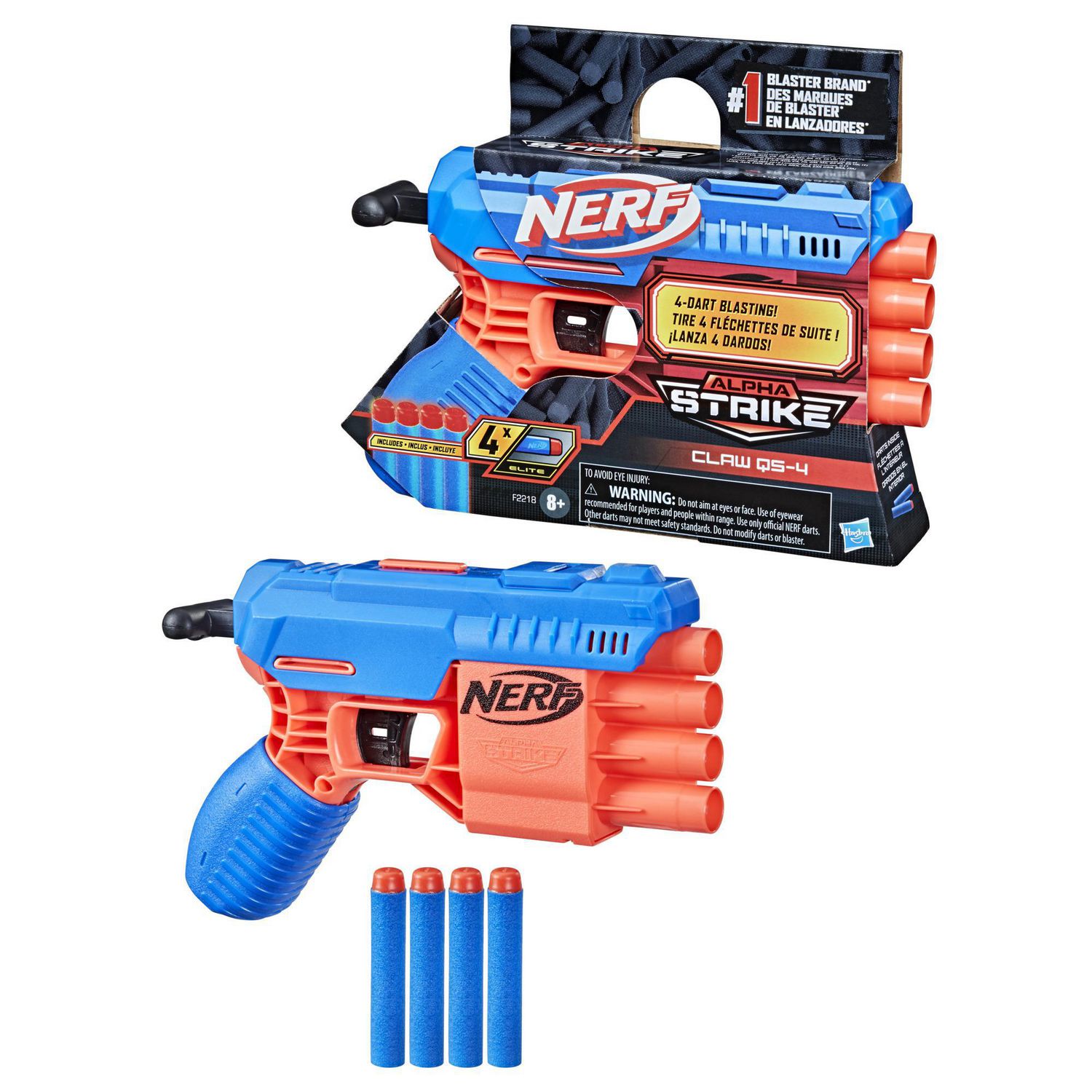 Nerf Alpha Strike Claw QS-4 Blaster and 4 Official Nerf Elite Foam