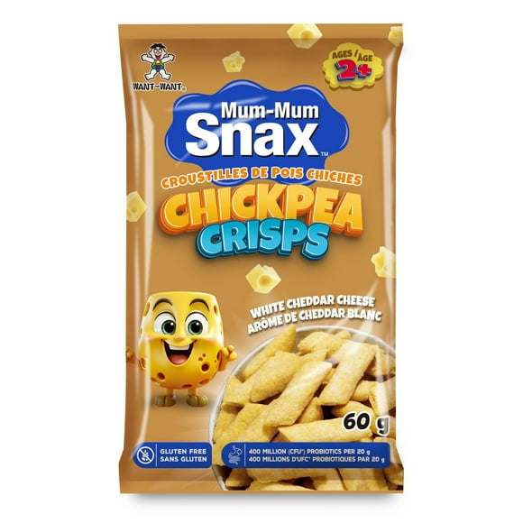 Mum-Mum Snax Croustilles de pois chiches Arome de cheddar blanc MM Snax Croustilles de pois chiches cheddar blanc