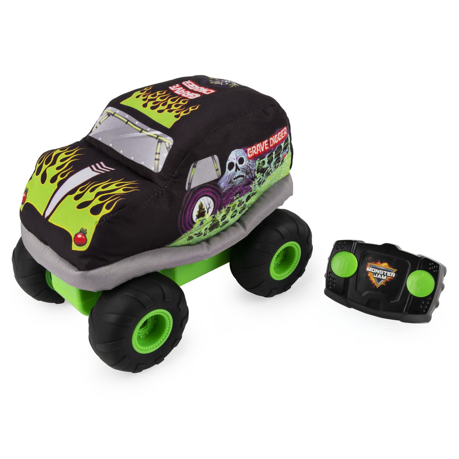 Monster Jam Official Grave Digger Plush Remote Control Monster Truck with Soft Body and 2 Way Steering Walmart