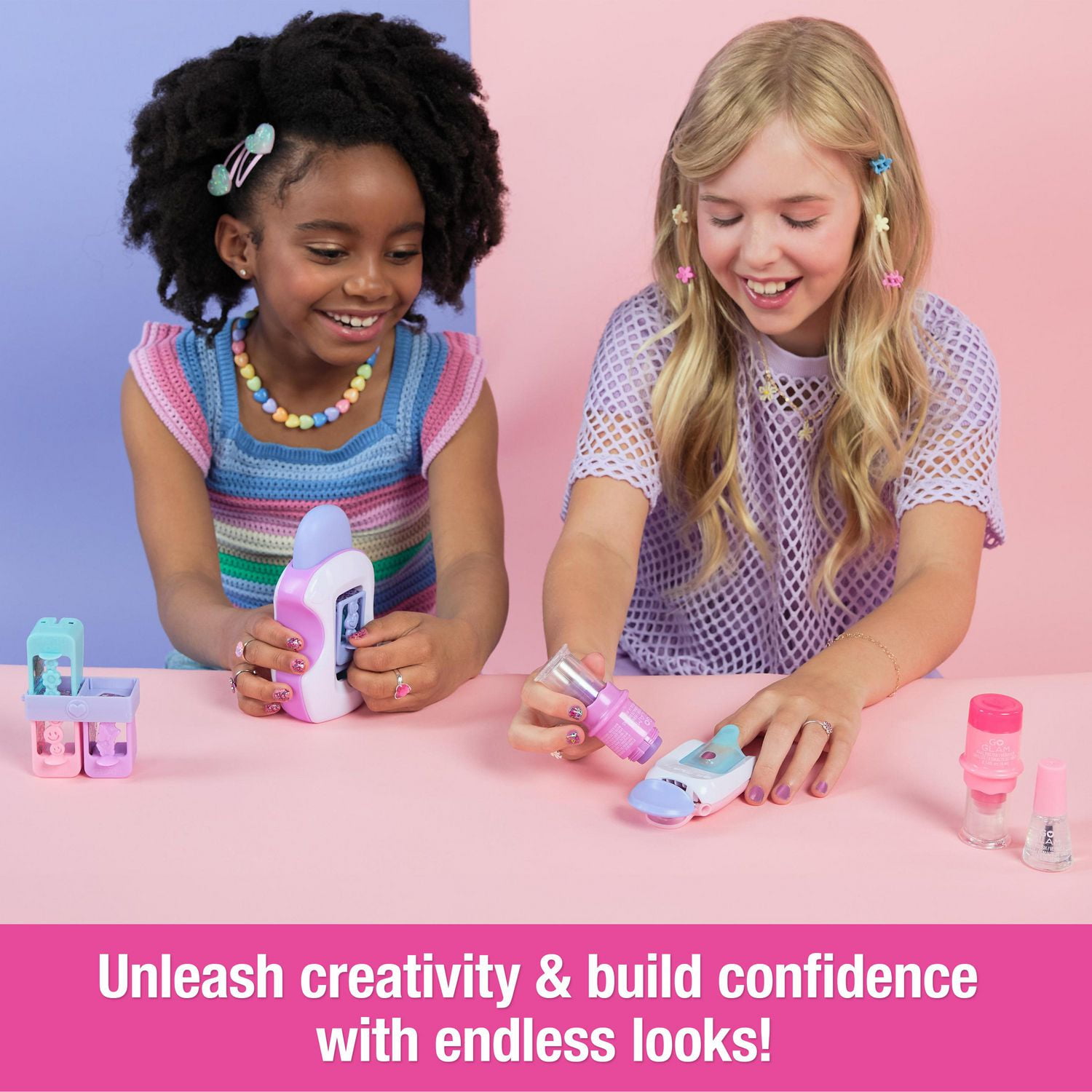 Cool Maker GO GLAM Studio Nail Kit Style 200 Nails with 4 Designs 2 Polish Applicators Nail Mask Arts and Crafts Kids Toys for Girls Ages 7 GO