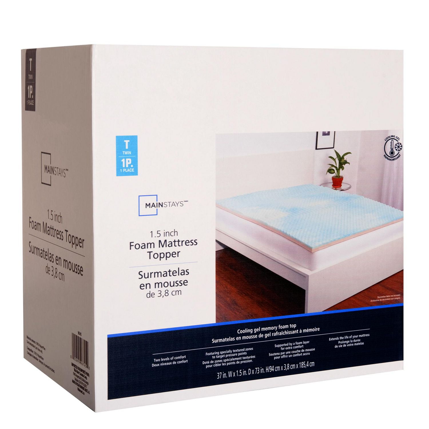 MAINSTAYS 9.9" Foam Mattress Topper