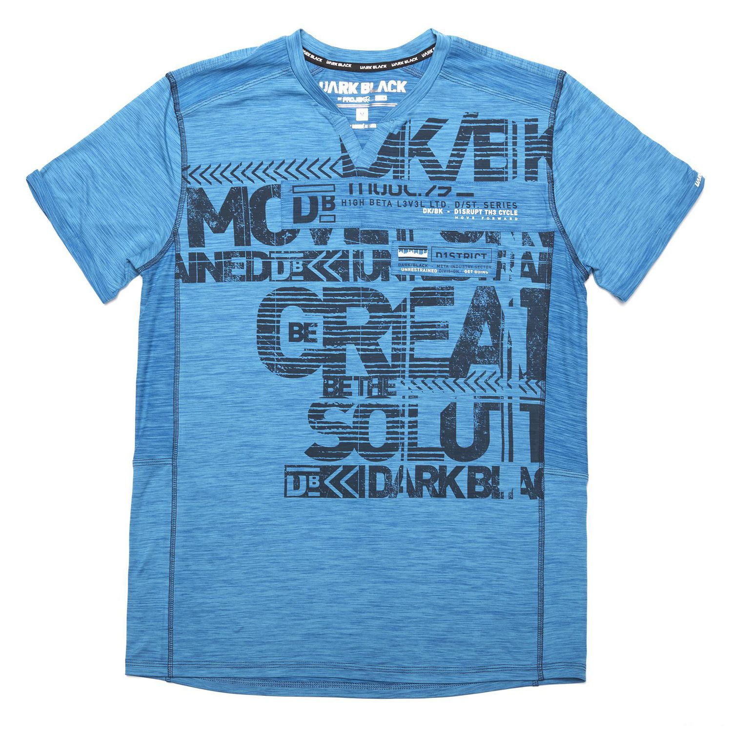 Dark Black Men's Short-Sleeve Graphic V-Neck T-Shirt with Peach Finish