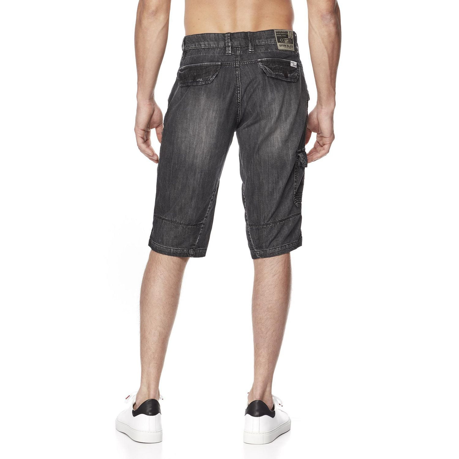 Dark Black Capri cargo en denim délavé pour hommes