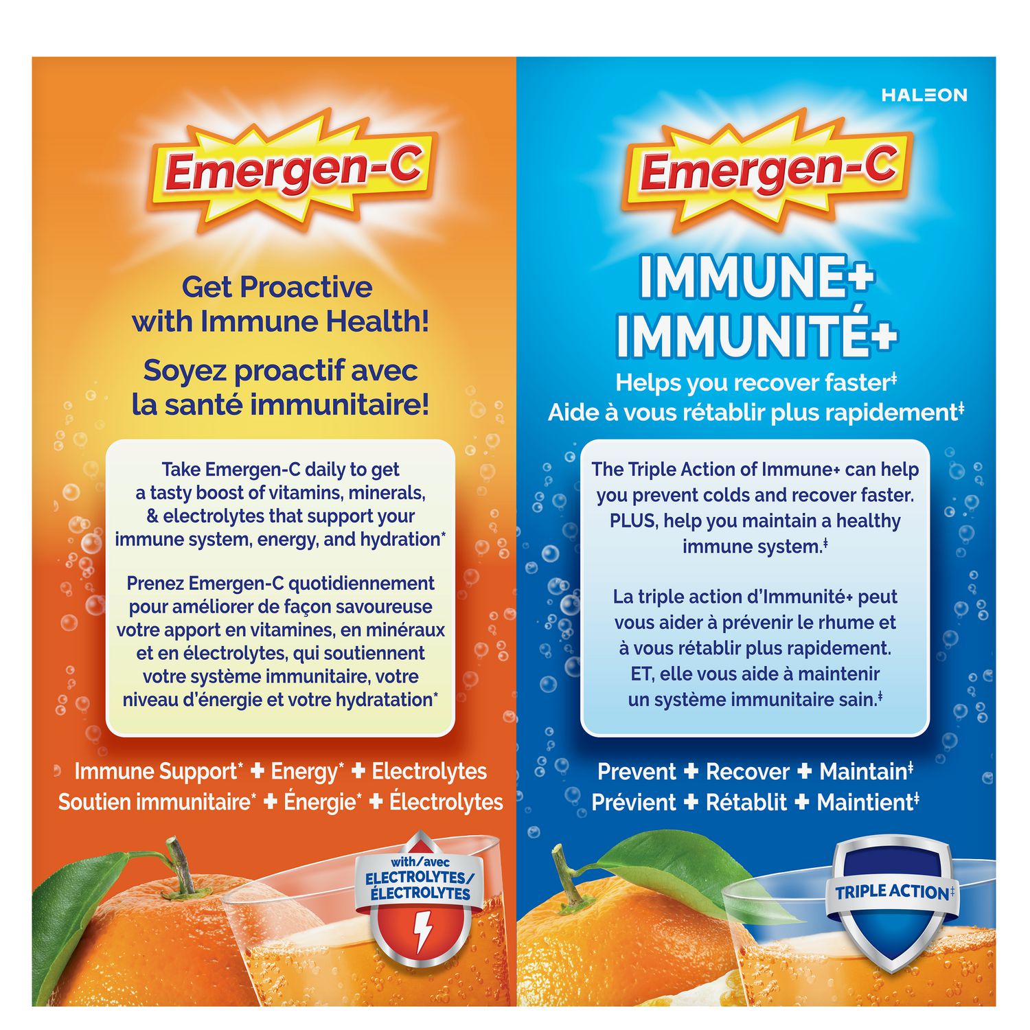 EMERGEN-C Super Orange (Effervescent Powder) 30 Sachets + EMERGEN-C Immune Plus Super Orange (Powder) 24 Sachets VALUE SIZE