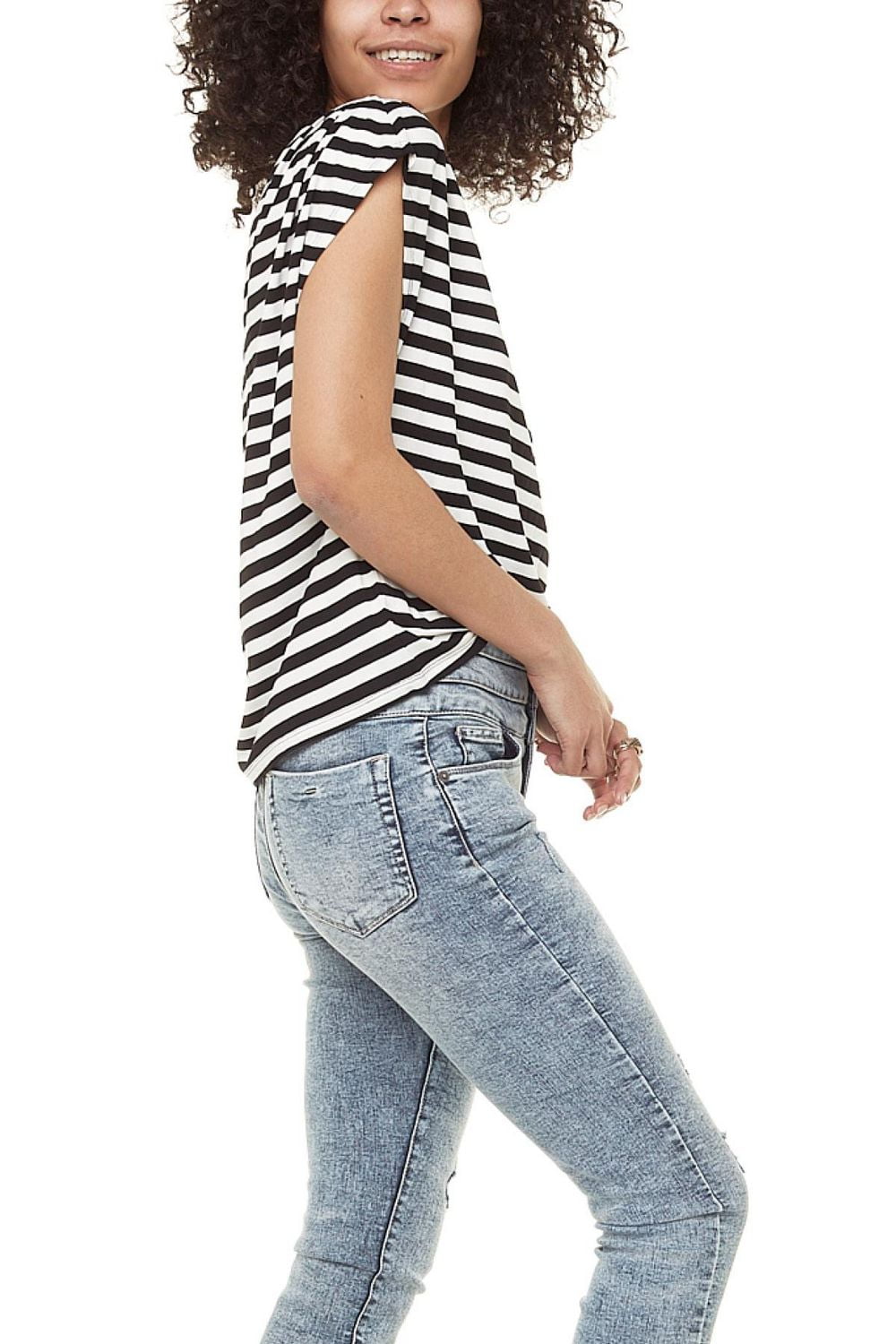 Jeaniologie ™ femme blouse noir blance Stripe