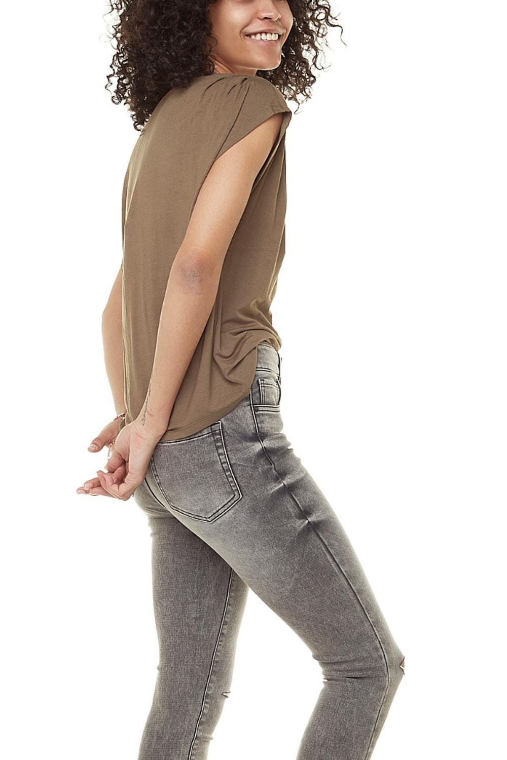 Jeaniologie ™ Ladies Short Sleev Crew Neck Top Green