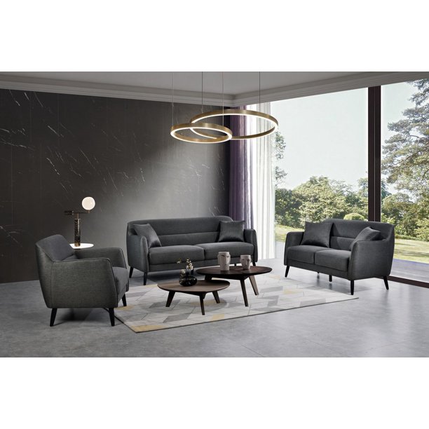 Topline Home Furnishings Dark Grey SofaChair Set Walmart.ca