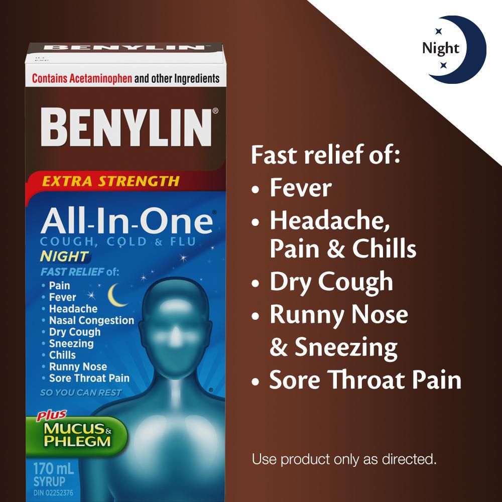 Caplets BENYLIN® Tout-en-un® Rhume et Grippe Jour/Nuit