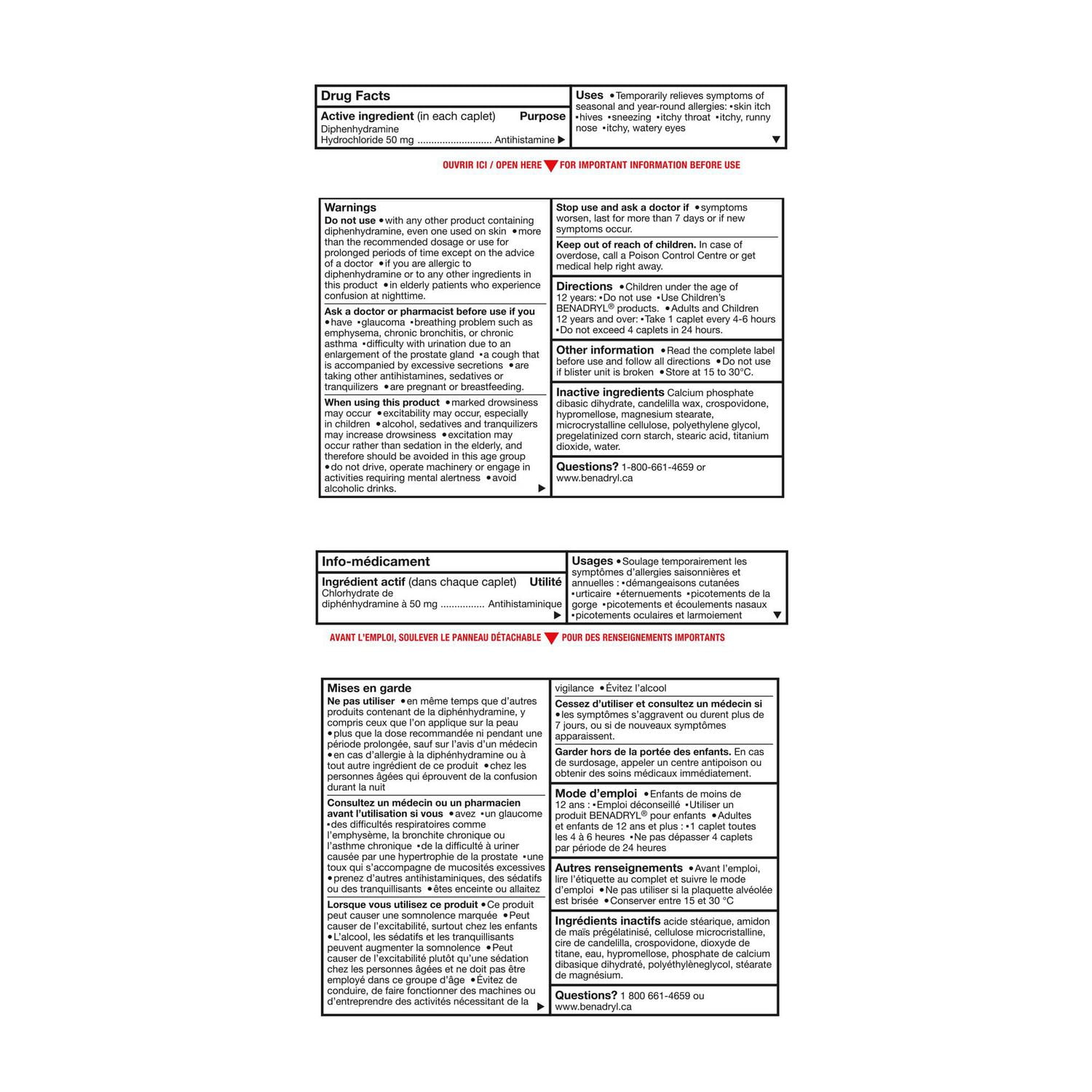 Benadryl Extra-Puissant, Médicament antiallergique, 50 mg 12 CH