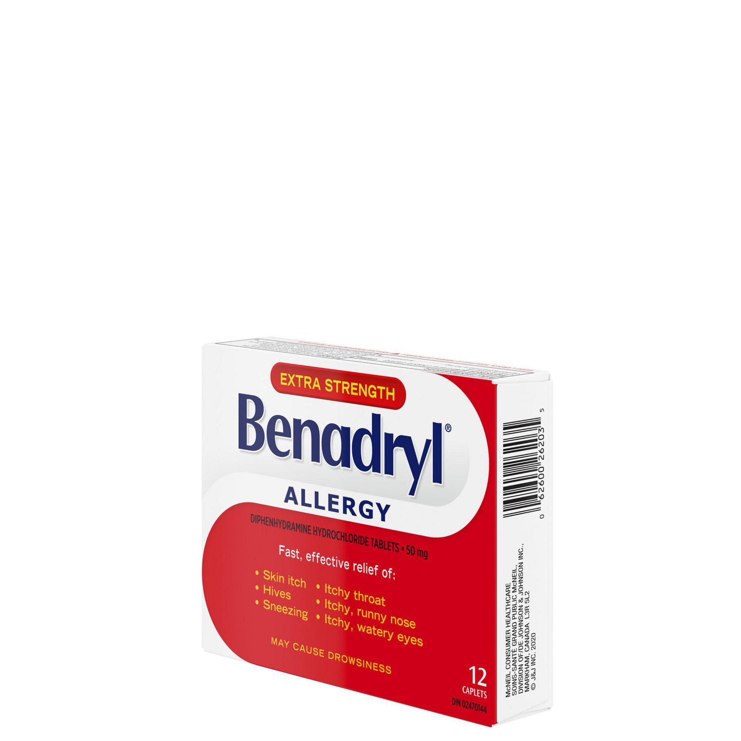 Benadryl Extra-Puissant, Médicament antiallergique, 50 mg 12 CH