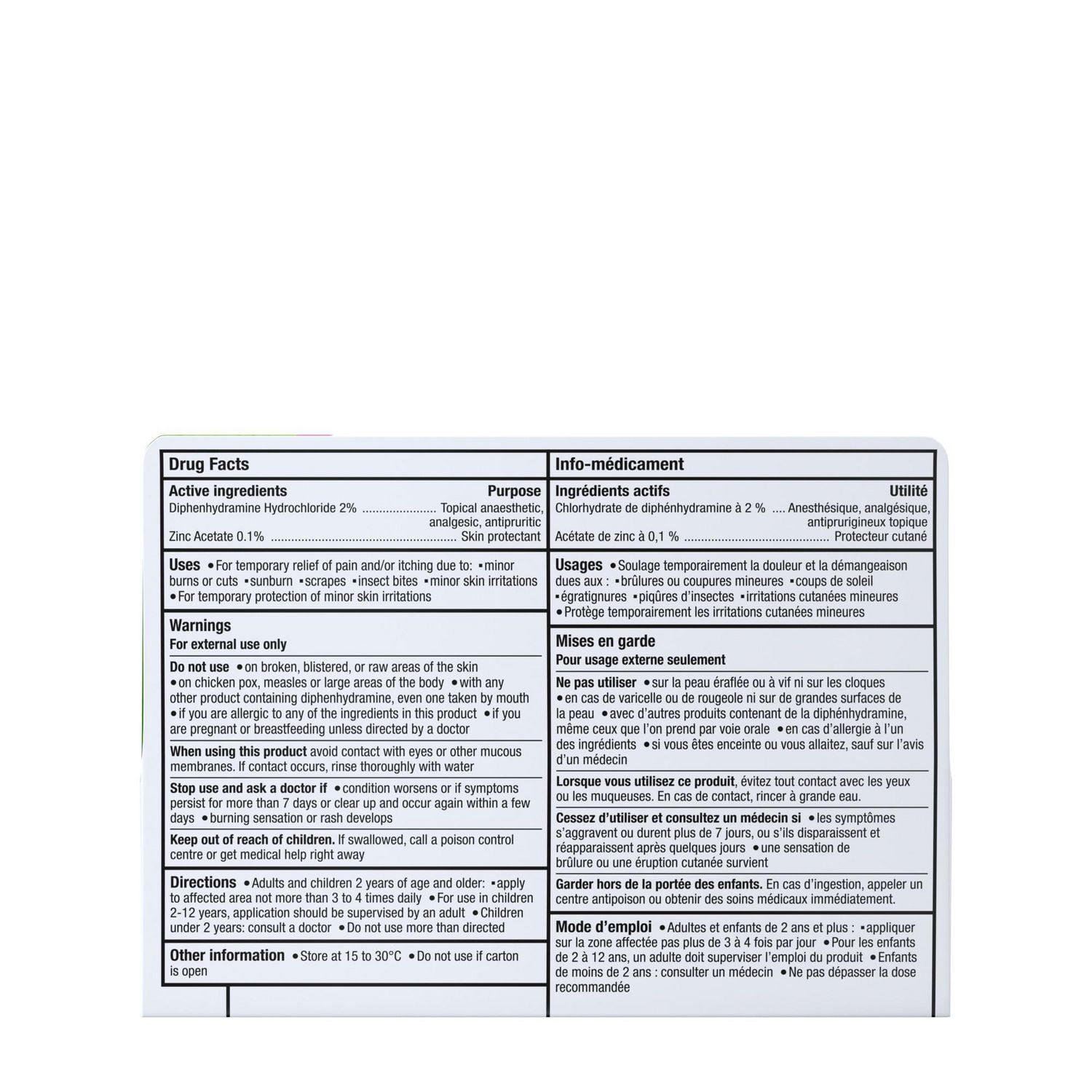 Crème antidémangeaison Benadryl, anesthésique, analgésique, antiprurigineux topique, chlorhydrate de diphénhydramine, acétate de zinc 28g